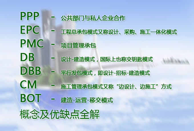 【最全】PPP、EPC、PMC、DB、DBB、CM、BOT概念及優(yōu)缺點(diǎn)全解